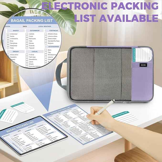 BAGAIL 4 Set/6 Set/8 Set Compression Packing Cubes Travel Accessories Expandable Packing Organizers(HalfMesh,8-Dusty Purple)