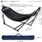 Tranquillo Universal Hammock Stand 600 lbs Capacity, Instant 20s Foldable, 3-Year Warranty Hammock with Stand, 2 Person Camping Revolutionary Portable No Screws, Premium Hammocks, Black