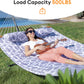 Double Hammock with Spreader Bar,Soft Pillow,Max Load 500lbs,Portable Hammock for Outdoor,Camping,and Backyard,White Gray