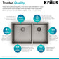 Kraus Kitchen Sinks Undermount - 33 Inch Stainless Steel Kitchen Sink, 60/40 Double Bowl, 16 Gauge, Model KHU103-33