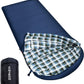 0 Degree Sleeping Bag 100% Cotton Flannel XXL for Adults Big and Tall Cold Weather Winter Zero Degree Camping,Free Compression Sack