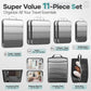 Veken 11 Set Compression Packing Cubes for Travel Essentials,Compressible Expandable Large Luggage Suitcase Organizer Bags for Clothing,Durable Space Saver Storage Bags with Toiletry Bags(Black)