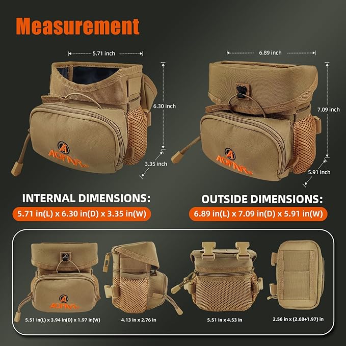 AOFAR Binocular Harness Chest Pack with Adjustable Strap, Lightweight and Large Capacity, Bino Case for Hunting, Hiking, Shooting, Beige