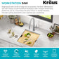 KRAUS Kore Workstation 17-inch Undermount 16 Gauge Black Stainless Kitchen Sink, Single Bowl Kitchen Sink in PVD Gunmetal Finish with Accessories, KWU1101-17-PGM