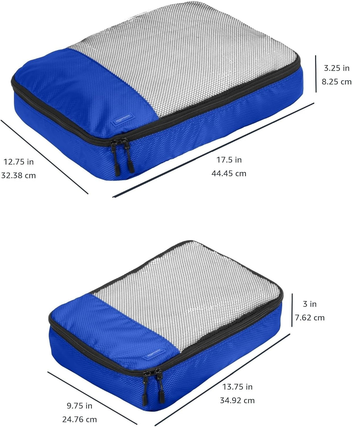 Amazon Basics Packing Cubes for Travel, Packing Organizers Set, 4-Piece-Set (2 Medium And 2 Large) With Double Zipper Pulls and Mesh Top Panel, 100% Durable Polyester, Blue - Roamly