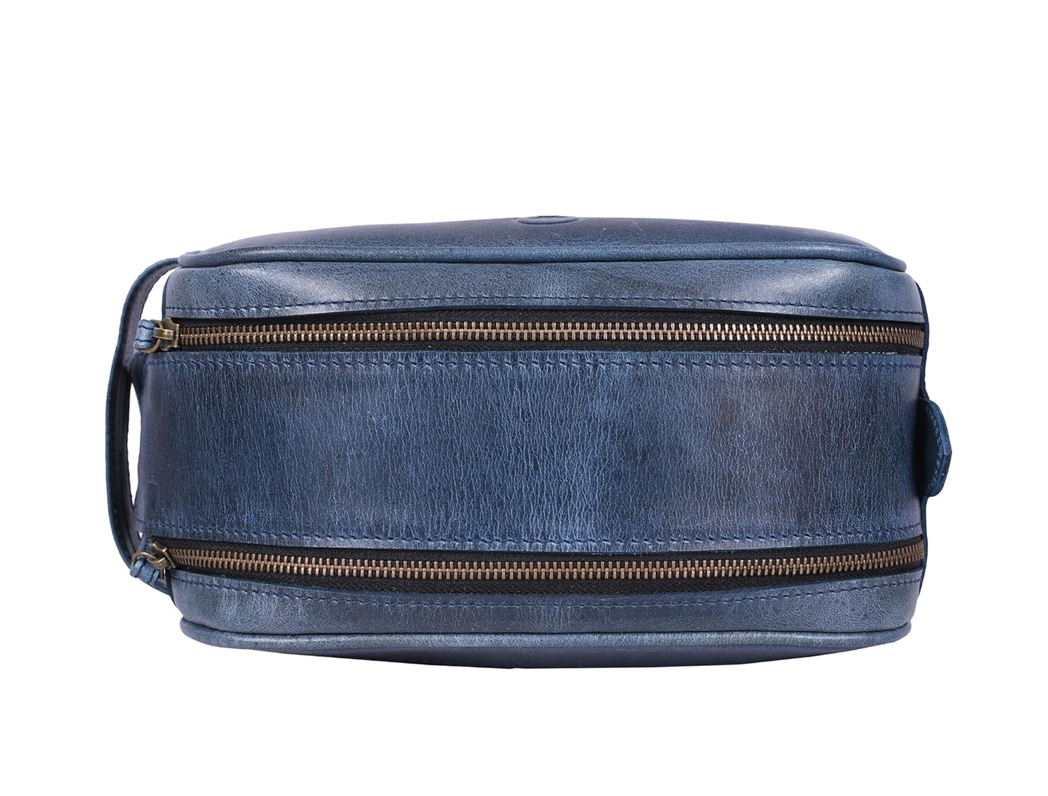 10" Premium Leather Toiletry Travel Pouch With Waterproof Lining | King-Size Handcrafted Vintage Dopp Kit By Aaron Leather Goods (Chestnut) - Roamly