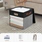 Fabric Storage Cubes with Clear Windows and Lids 11'' Foldable Storage Bins with 3 Handles, Decorative Storage Boxes for Home, Bedroom, Closet, Office (Black&Gray)