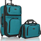 U.S. Traveler Rio Fabric Expandable Carry-on Luggage, Rolling Suitcase, Teal, 2 Wheel Set