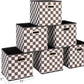 Household Essentials Fabric Storage Bins 6 Piece Set, Checkerboard White and Black