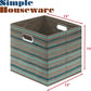 SIMPLE HOUSEWARE 13-Inch Collapsible Fabric Cube Storage Bin with Handles, Printed Design, 3 Pack, Green