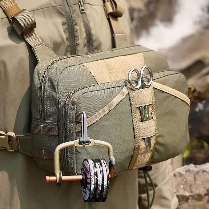 Fishing Chest Pack, Fly Fishing Bag for Men and Women, Tackle and Fly Boxes Storage Pack, Hunting Binocular Pack