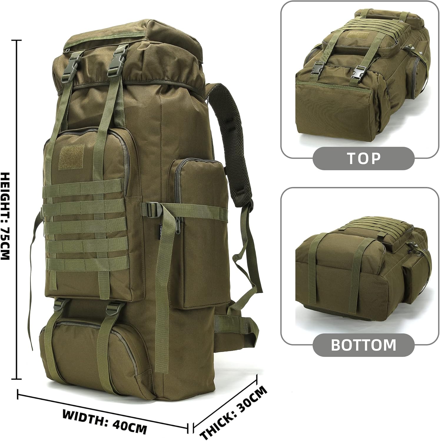 King'sGuard 70L Camping Hiking Backpack Tactical Backpack Military Molle Rucksack Backpack for Outdoor - Roamly