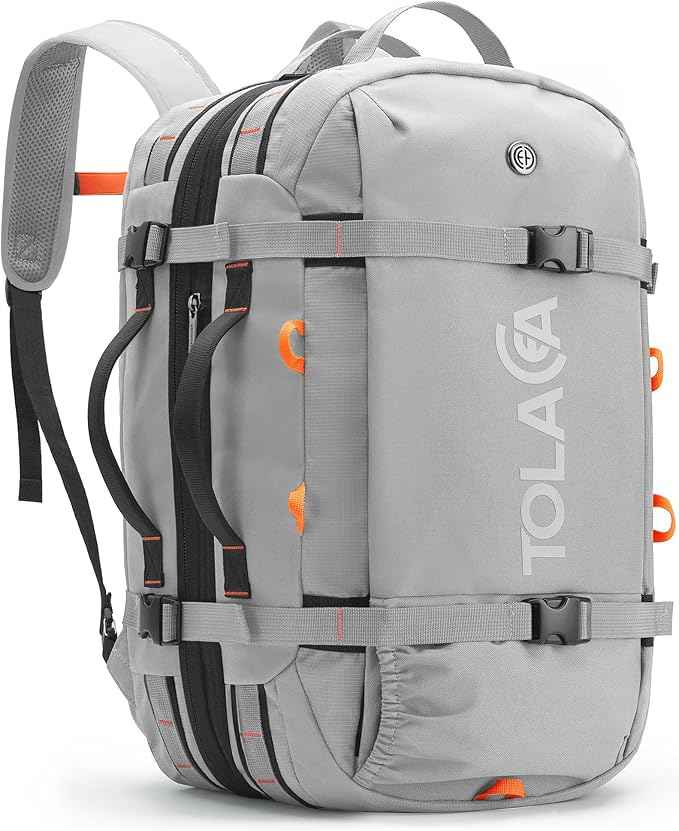 Tolaccea Travel Laptop Backpack for Men Women, 40L-50L Expandable Carry On Backpack with Wet Dry Compartment, TSA Approved Daypack Fits 16 Inch Laptop, Convertible Rucksack Duffel Bag for Work Travel
