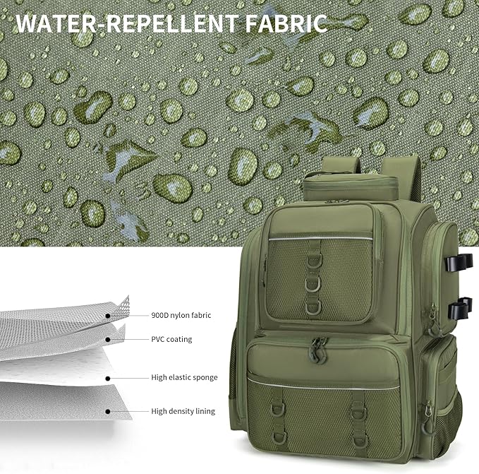 WANOON Fishing Backpack,Tackle Bag,with Tackle Boxes. Large Fishing Bag, Strong Materials
