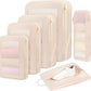 BAGAIL 4 Set/6 Set/8 Set Compression Packing Cubes Travel Accessories Expandable Packing Organizers (Square Mesh, 05-Cream)