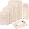 BAGAIL 4 Set/6 Set/8 Set Compression Packing Cubes Travel Accessories Expandable Packing Organizers (Square Mesh, 05-Cream)