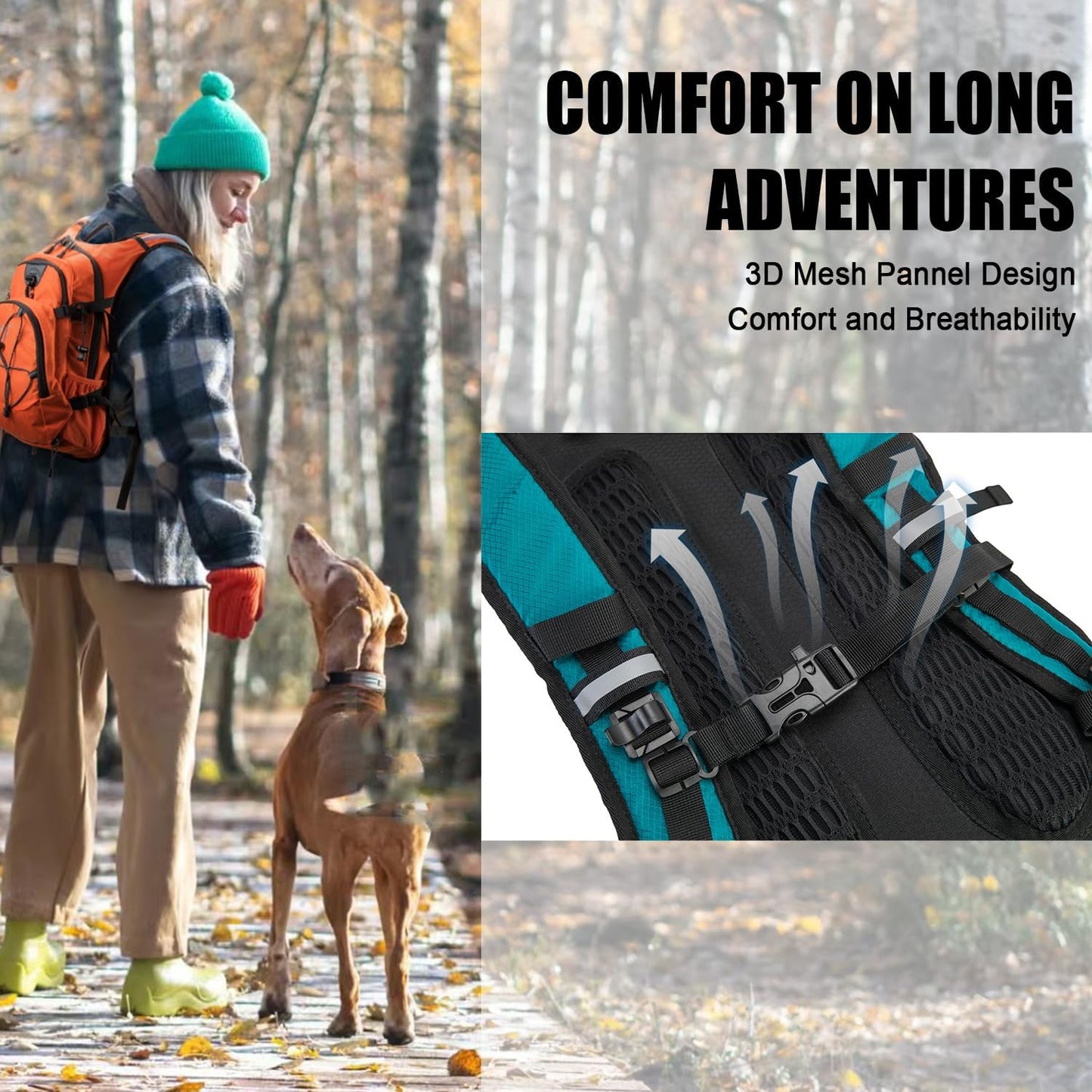 Hydration Backpack Pack with 2L Water Bladder 18L Hiking Backpack Women Men Lightweight Hydropack Insulated Daypack for Biking, Running, Festival - Roamly