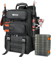 AYAMAYA Fishing Backpack, 40L Tackle Backpack with Rod Holders & 2 Tackle Trays, Large Water-resistant Fishing Bag Equipments