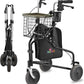 NOVA Traveler Folding 3-Wheel Walker with Tray, Basket, Pouch & Cup Holder, Lightweight Mobility Aid for Seniors & Adults, 8” All-Terrain Wheels for Tight Spaces & Travel, Black