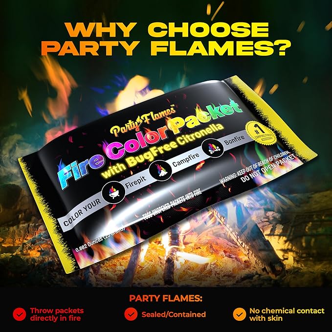 Fire Color Changing Packets Fire Pit with Citronella (4 Pack) - Perfect for Any Campfire, Bonfire & Outdoor Fireplaces - Perfect Magic Cosmic Mystical Campfire Accessories