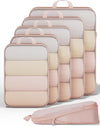 Veken 6/9/11 Set Compression Packing Cubes for Travel Essentials,Compressible Expandable Large Luggage Suitcase Organizer Bags for Clothing,Durable Space Saver Storage Bags(Beige)