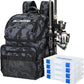 PLUSINNO Cooler Fishing Backpack with Rod Holders 45L Large Water-resistant Fishing Tackle bag Store Fishing Gear Fishing Gifts for Men Father, Sport Bags