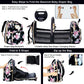 Diaper Bag Backpack Waterproof Baby Bag Large Capacity Multifunction Nappy Bags Floral Insulated Durable Travel Maternity Back Pack with Changing Station for Baby （Black）