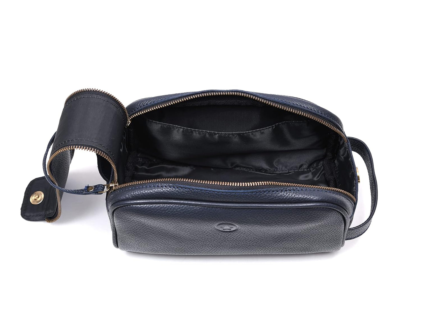 10" Premium Leather Toiletry Travel Pouch With Waterproof Lining | King-Size Handcrafted Vintage Dopp - Kit Gift for Father's Day By Aaron Leather Goods - Roamly