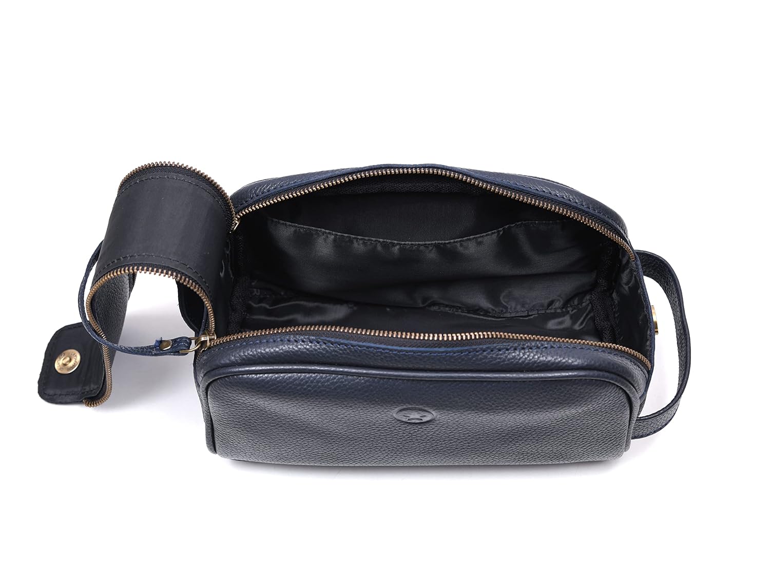 10" Premium Leather Toiletry Travel Pouch With Waterproof Lining | King-Size Handcrafted Vintage Dopp - Kit Gift for Father's Day By Aaron Leather Goods - Roamly