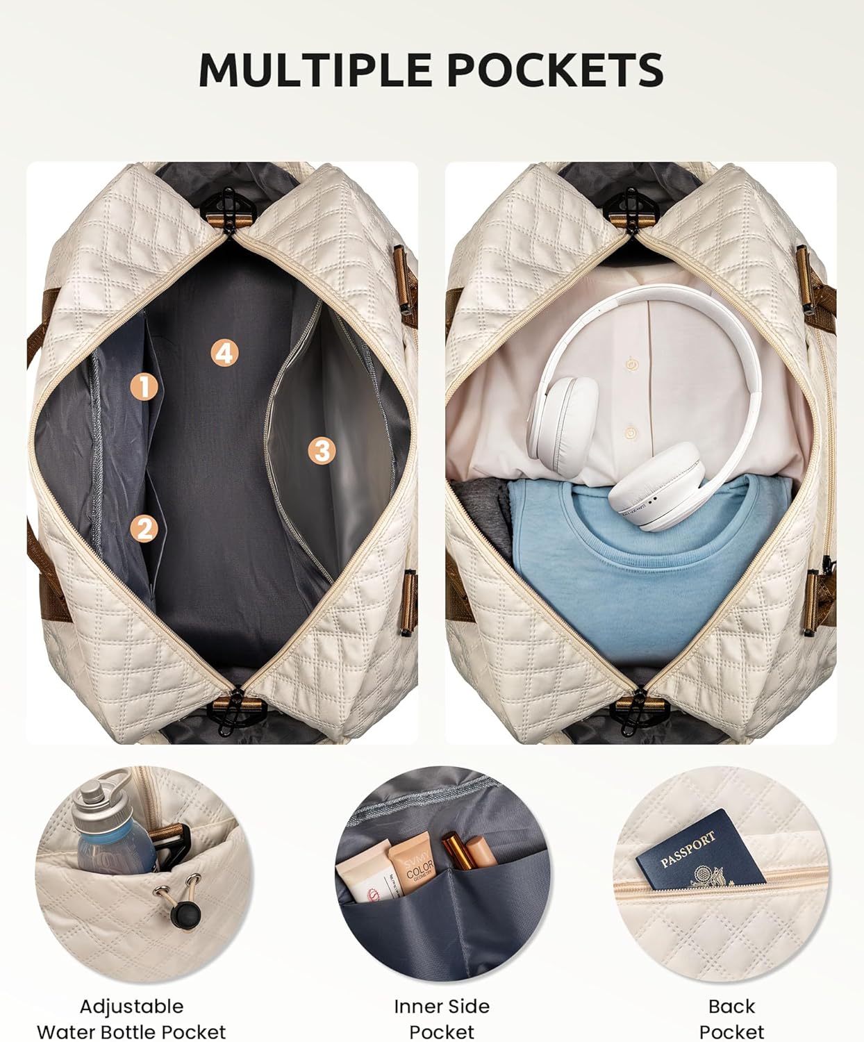 Initial Duffle Bag, Personalized Weekender Bag with Shoulder Strap, Monogram Overnight Bag for Women Wet Pocket, Letter Travel Bag with Makeup Bag Gifts for Niece (Letter R) - Roamly