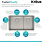 KRAUS Standart PRO™ 32-inch 16 Gauge Undermount 60/40 Double Bowl Stainless Steel Kitchen Combo with WasteGuard™ Continuous Feed Garbage Disposal, KHU103-32-100-75MB