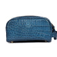 10" Premium Leather Toiletry Travel Pouch With Waterproof Lining | King-Size Handcrafted Vintage Dopp - Kit ~ Gift for Father's Day By Aaron Leather Goods (Egyptian Blue) - Roamly