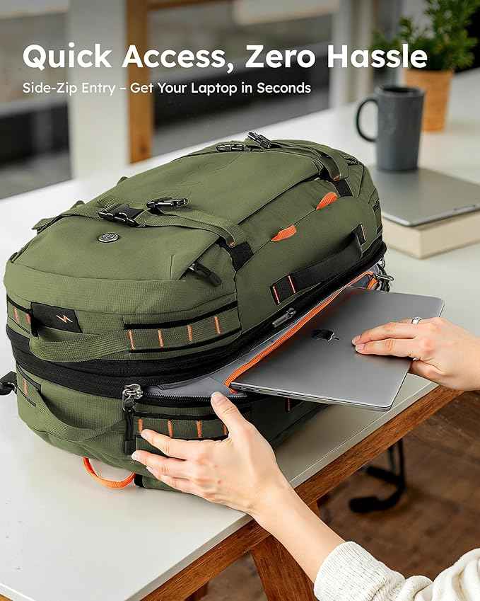 Tolaccea Travel Laptop Backpack for Men Women, 40L-50L Expandable Carry On Backpack with Wet Dry Compartment, TSA Approved Daypack Fits 16 Inch Laptop, Convertible Rucksack Duffel Bag for Work Travel