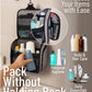 D&D Hanging Travel Toiletry Bag for Men and Women - Extra Large Hanging Shower Bag and Toiletries Organizer Kit with 10 Compartments, Quality Zippers, XXL Metal Swivel Hook, Water-Resistant Nylon