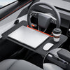 YONZEE 2-in-1 Car Steering Wheel Desk Tray & Car Seat Gap Filler Organizer – Foldable Carbon Fiber Look Table for Laptop, Eating, Writing – Universal Fit for Most Vehicles Orange