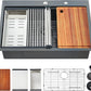Drop-in Kitchen Sink - Single Bowl Workstation with Cutting Board, 30 x 22 x 10, Gunmetal Black, 16 Gauge Stainless Steel