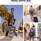Wildroad 50L Travel Duffel Bag, Expandable Waxed Canvas Genuine Leather Duffle Bag Upgraded Overnight Weekender Bag Carry on Bag (Vintage Black, Large-50L) - Roamly