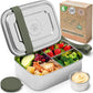 Everusely - Bento Box - Sage, 37oz / 1.1 L - Stainless Steel Lunch Box with Leakproof Condiment Container - 3 Compartment Snack Organizer for On the Go Meals - Freezer & Dishwasher Safe