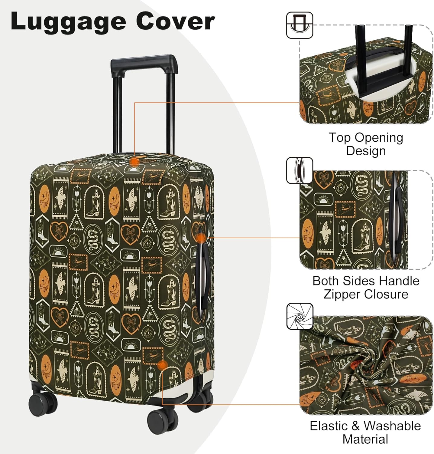 HYPER VENTURE Washable Luggage Cover - Fashion Suitcase Protector Fits 23-26 Inch Luggage (Wilderness Mark, M)