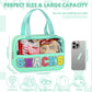 Snack Bag for Travel - Chenille Letter Clear Makeup Bag, Large Preppy Patch Snack Cosmetic Bag with Handle and Zipper, Cute Makeup Pouch Nylon&PVC Waterproof Toiletry Organizer Storage for Women Girls