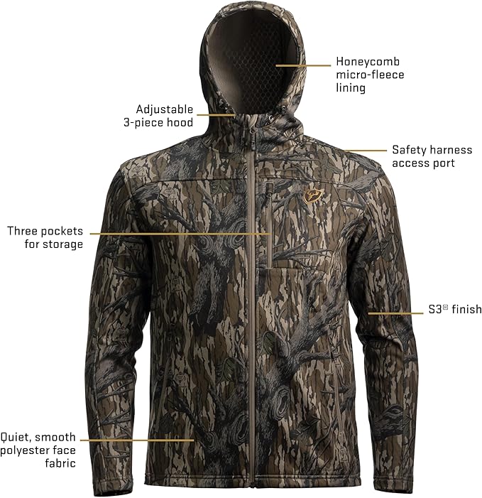 SCENTBLOCKER Shield Series Silentec Midweight Jacket, Camo Hunting Clothes for Men