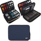 BUBM Double Layer Electronic Accessories Organizer, Travel Gadget Bag for Cables, USB Flash Drive, Plug and More, Perfect Size Fits for iPad Mini (Medium, Dark Blue)