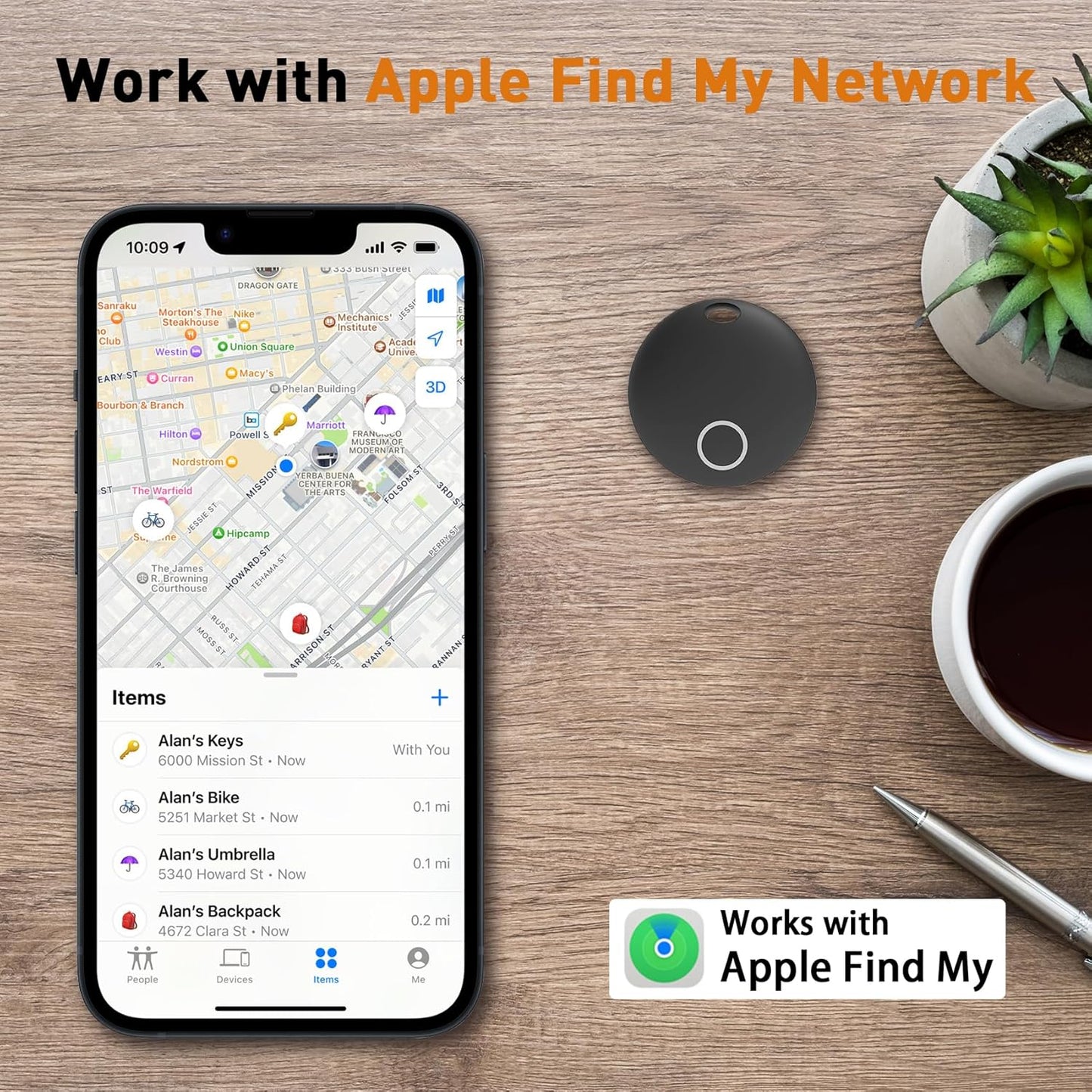 Air Tracker Tags-2 Pack [Apple MFi Certified] (iOS Only), Smart Bluetooth Tracker, Compatible with Apple Find My, Item Locator for Keys, Luggage, Wallet, Suitcase, Bags, IP67 Waterproof