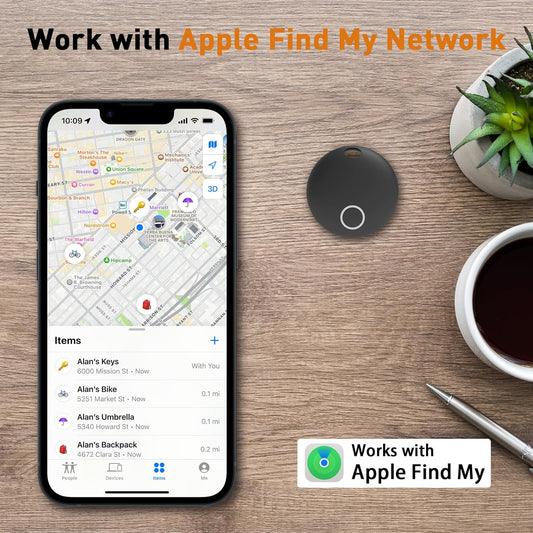 Air Tracker Tags-4 Pack [Apple MFi Certified] (iOS Only), Smart Bluetooth Tracker, Compatible with Apple Find My, Item Locator for Keys, Luggage, Wallet, Suitcase, Bags, IP67 Waterproof