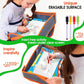 Kids Travel Tray - Waterproof Car Table with No-Drop Large Tablet Holder - Car Seat Tray - Road Trip Must Haves - Kids Lap Desk Organizer for Airplane - Toddler Travel Essentials (Orange)