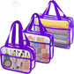 XEWEA Clear Travel Toiletry Bags, 3 Pack TSA Approved Transparent Makeup Bag for Men Women, Large Waterproof PVC Quart Organizer with Zipper for Toiletries Airline Essential,Toy Storage Pouch Purple - Roamly