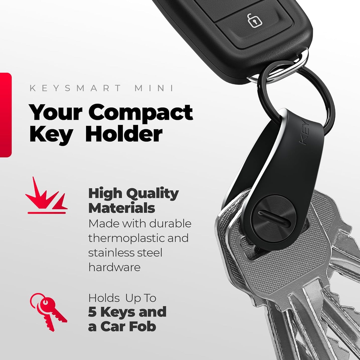 KeySmart Keychain Key Holder - Compact Key Organizer for Key Chain Key Ring, EDC Key Chains for Car Fobs Keychains