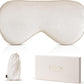 BOKOR Adjustable Silk Sleep Eye Mask for Women and Men, Luxury Mulberry Silk Eye Cover, Light-Blocking Improve Sleep Quality,with Travel Bag - Champagne