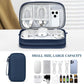FYY Electronic Organizer, Travel Cable Organizer Bag Pouch Electronic Accessories Carry Case Portable Waterproof Double Layers Storage Bag for Cable, Cord, Charger, Phone, Earphone, Medium Size, Navy