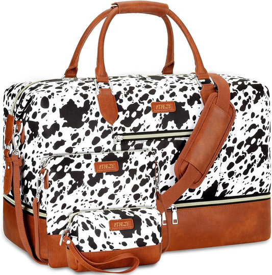 Weekender Bag for Women, Travel Duffel Bag Carry On Overnight Bag with Shoe Compartment Large Nylon Travel Weekend Tote Bag - Roamly